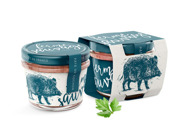 法式Paté肉醬包裝設(shè)計(jì)，運(yùn)用生動(dòng)的野豬插畫設(shè)計(jì)