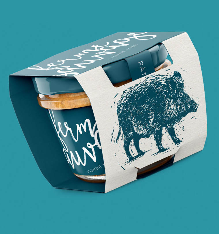 法式Paté肉醬包裝設(shè)計(jì)，運(yùn)用生動(dòng)的野豬插畫設(shè)計(jì)