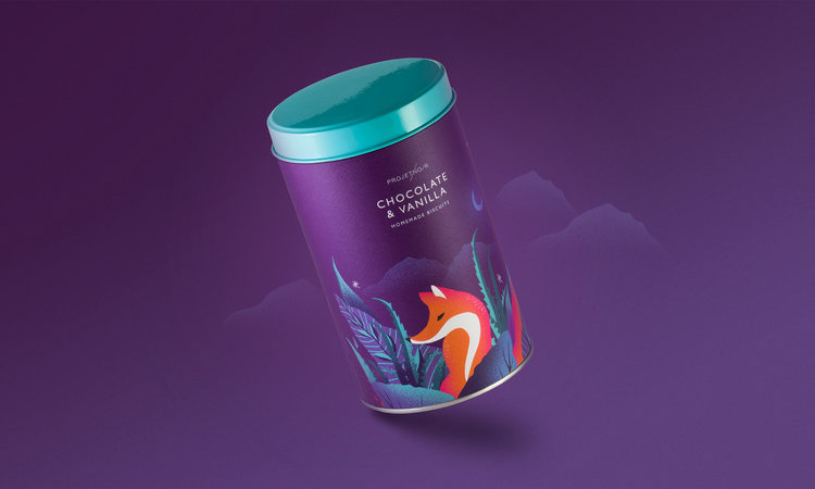 Noir 罐裝餅干禮盒包裝設(shè)計(jì),非常美麗的藝術(shù)插畫（狐貍）