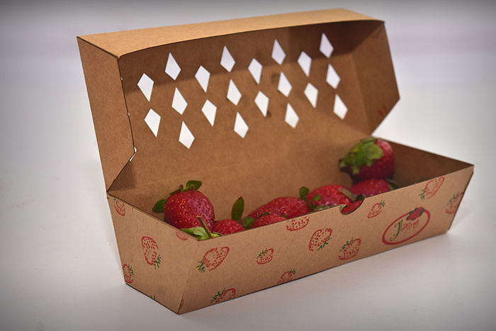 Jagpg草莓包裝設計，利于通風的菱形棋盤格鏤空孔洞盒型設計