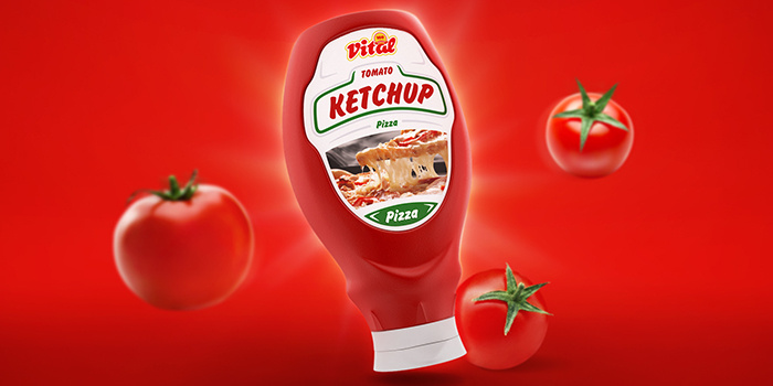 簡潔又有個性的Vital ketchup番茄醬包裝設(shè)計瓶形設(shè)計