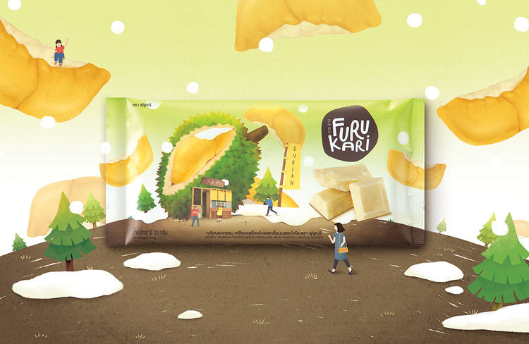 日本Furukari休閑零食小吃食品包裝，可愛的水果甜點屋插畫風包裝設(shè)計