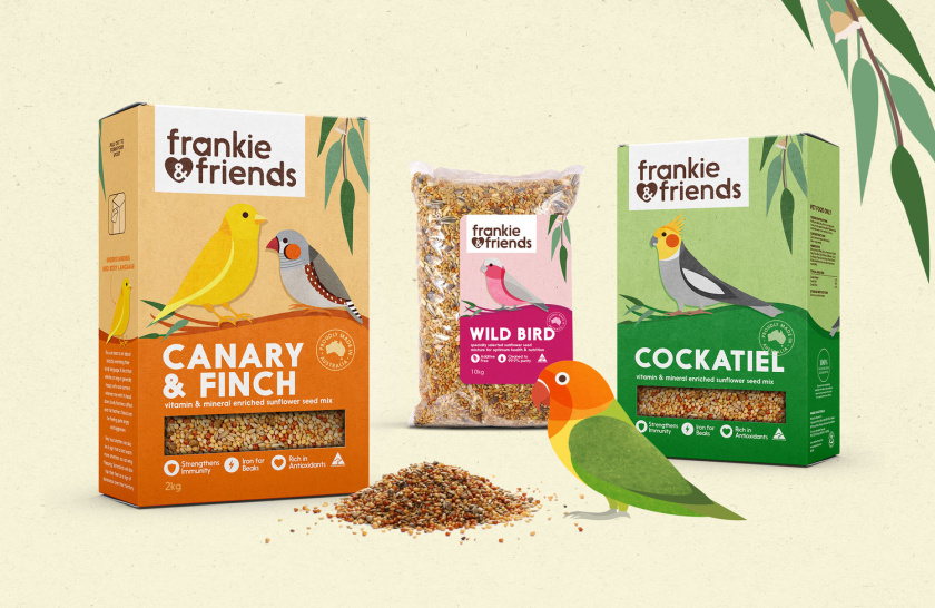 Woolworths鳥食寵物食品包裝設(shè)計(jì)，在棲息地上自然的展示動(dòng)物