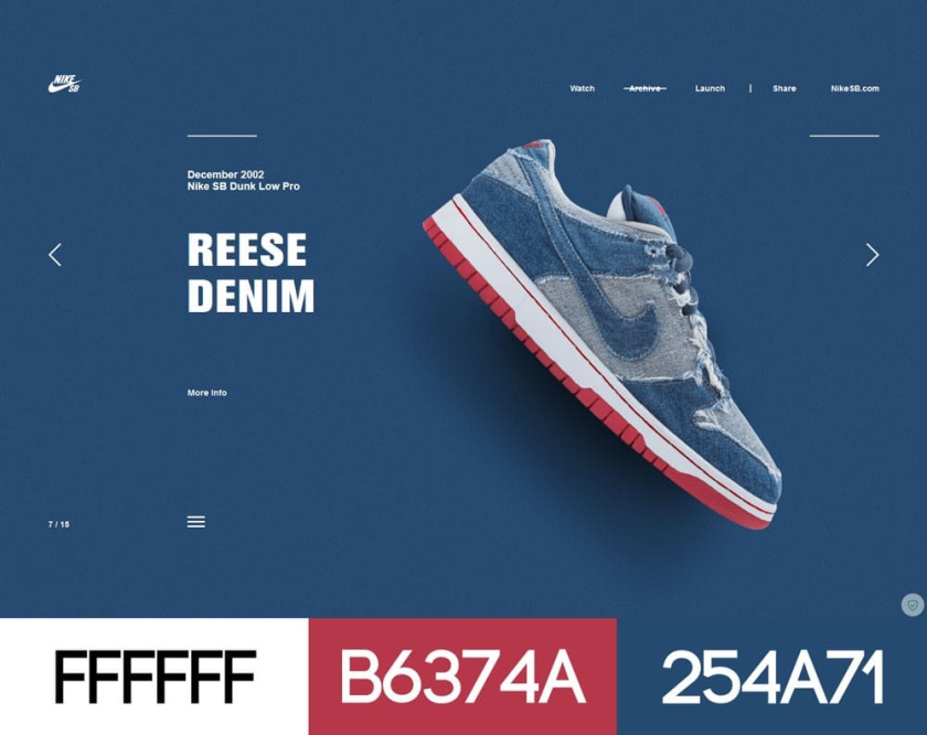 現(xiàn)代網(wǎng)頁(yè)設(shè)計(jì)配色方案-耐克 - SB Dunk 15年