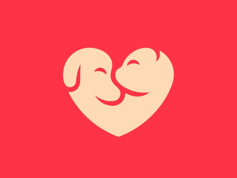 完美配色和創(chuàng)意造型的logo設(shè)計-狗和貓愛標(biāo)志