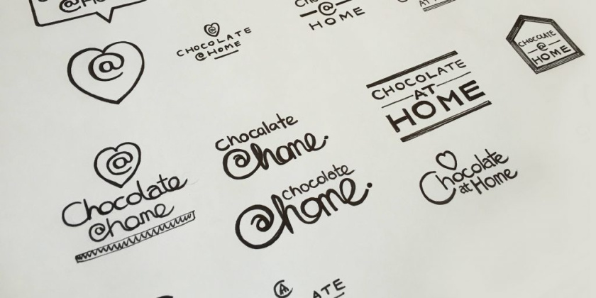 Chocolate at Home巧克力品牌logo設(shè)計草圖