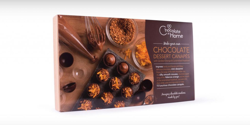 Chocolate at Home巧克力品牌logo設(shè)計與系列包裝設(shè)計，描述手工巧克力制作場景