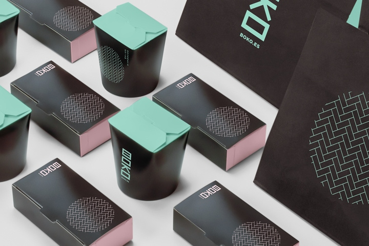 外賣送餐品牌Boko品牌vi設(shè)計網(wǎng)站設(shè)計，幾何線條排列組合設(shè)計