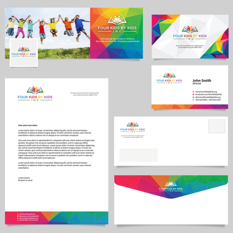 一個明亮的調(diào)色板，講述的是“Four Kids By Kids”的故事