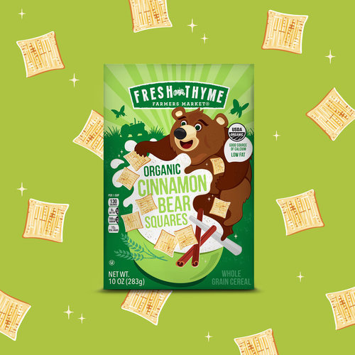 Fresh Thyme 兒童與成人谷物系列有機(jī)食品包裝設(shè)計(jì)，大膽醒目的插畫
