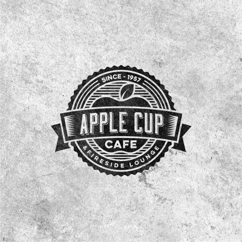 復(fù)古徽章徽標(biāo)logo設(shè)計-蘋果形狀和文字徽標(biāo)logo