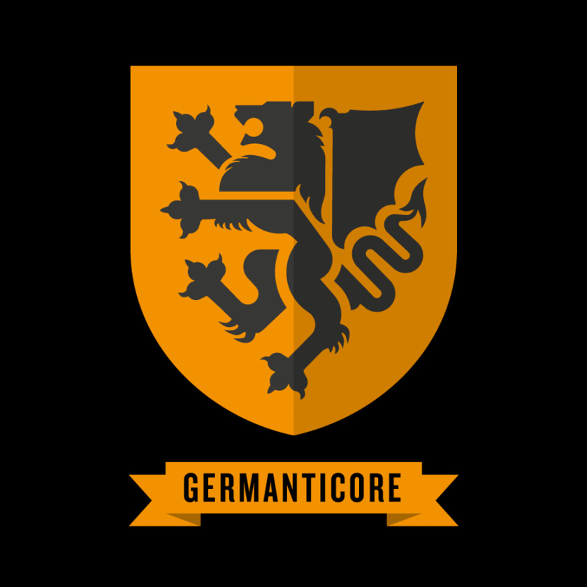 中世紀(jì)會徽徽標(biāo)logo設(shè)計-固體背景上的manticore徽標(biāo)logo