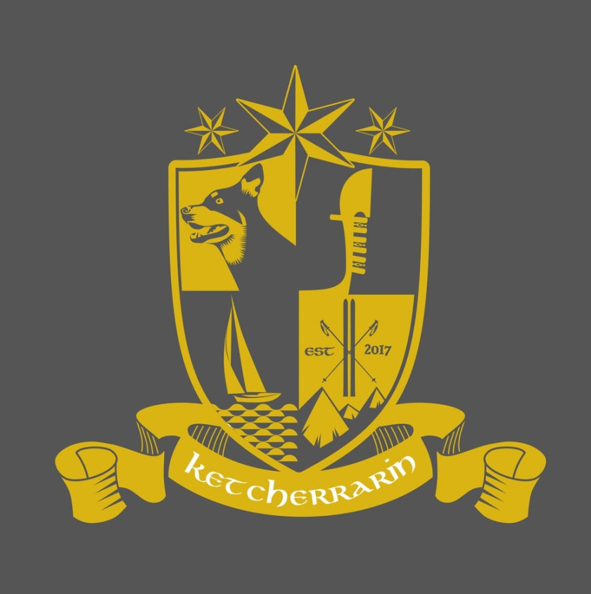 中世紀(jì)會徽徽標(biāo)logo設(shè)計-與狗，船和船舵的紋章圖像