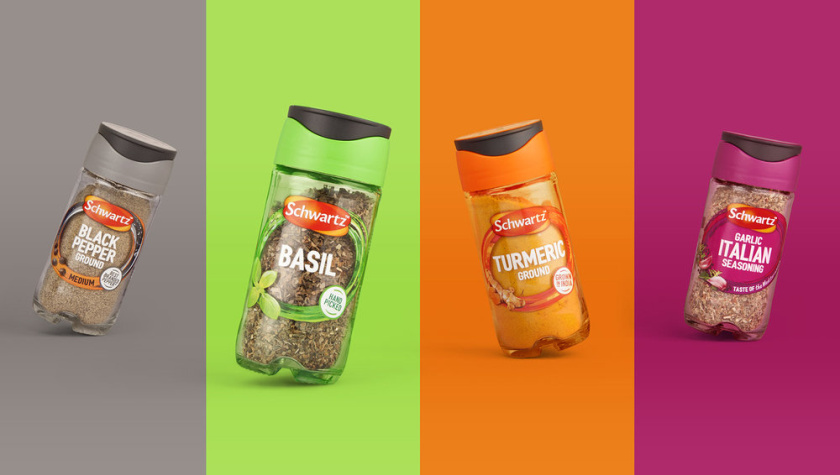 Schwartz 調(diào)料品包裝設(shè)計，展現(xiàn)了“味道，顏色和質(zhì)地”