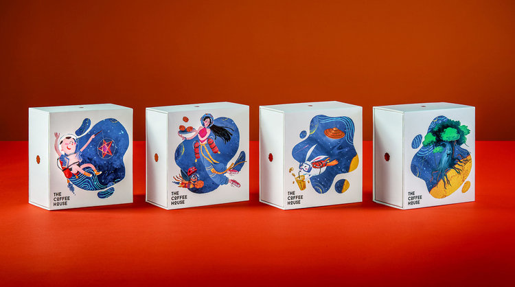 The Coffee House 限量版月餅禮盒包裝設計“兒童油畫插畫風”