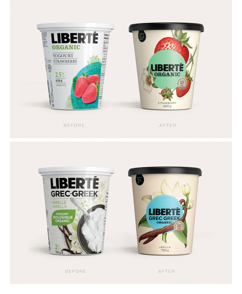 加拿大有機(jī)酸奶Liberté品牌包裝設(shè)計(jì)，來自植物學(xué)書籍插圖