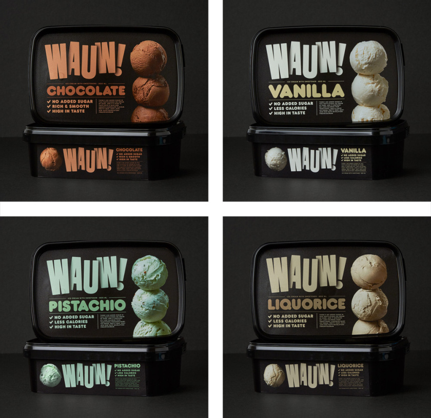 Wauw冰淇淋品牌新logo設(shè)計(jì)和包裝設(shè)計(jì)，源自第一勺的味蕾驚喜感覺