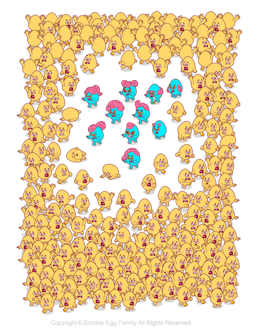 僵尸蛋家族人物設(shè)計(jì)，雞蛋3D吉祥物設(shè)計(jì)