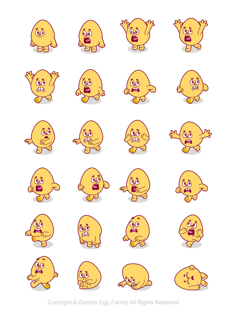 僵尸蛋家族雞蛋3D人物吉祥物設(shè)計(jì)-表情包設(shè)計(jì)