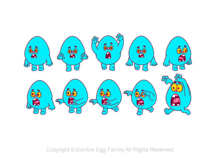 僵尸蛋家族雞蛋3D人物吉祥物設(shè)計(jì)-表情包設(shè)計(jì)