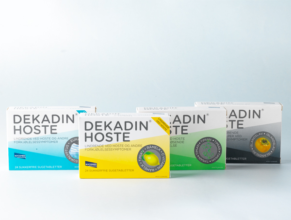 Nycomed 喉嚨痛錠劑系列藥品包裝盒設(shè)計(jì)，深淺同色配色風(fēng)格