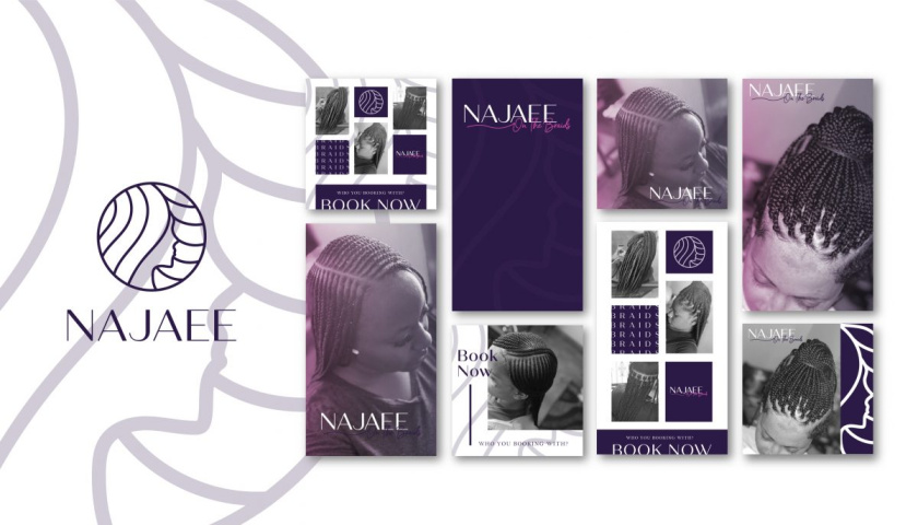 Najaee 紡織編織專家品牌形象設(shè)計(jì)與女人頭像logo設(shè)計(jì)