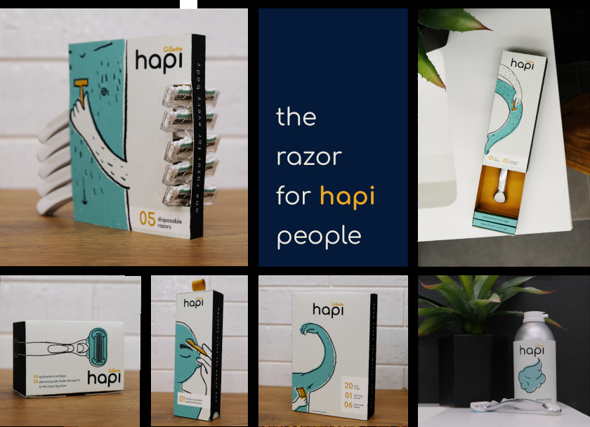 Hapi 剃須刀剃須膏套裝包裝設(shè)計(jì)“嘻哈插畫(huà)”風(fēng)格