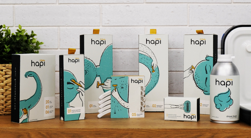 Hapi 剃須刀剃須膏套裝包裝設(shè)計(jì)“嘻哈插畫(huà)”風(fēng)格