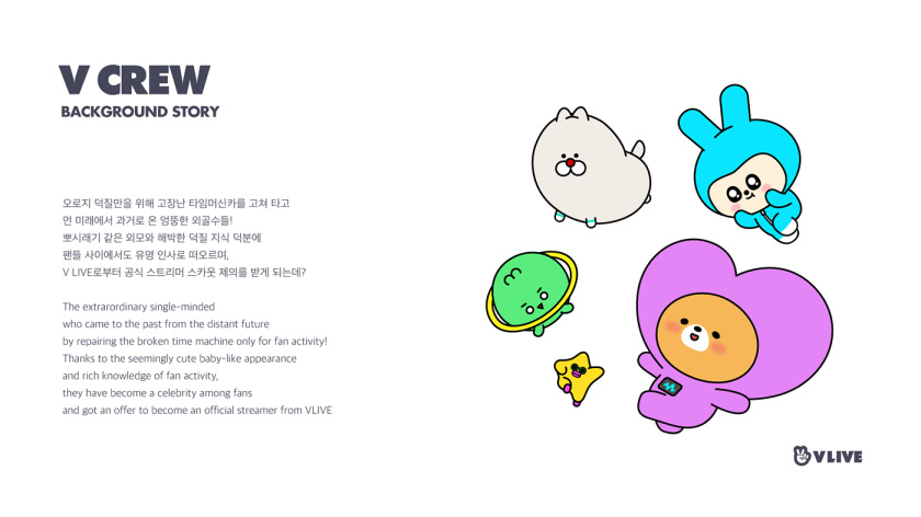 V CREW 超萌開愛風格吉祥物設計，人物性格設定與表情包設計