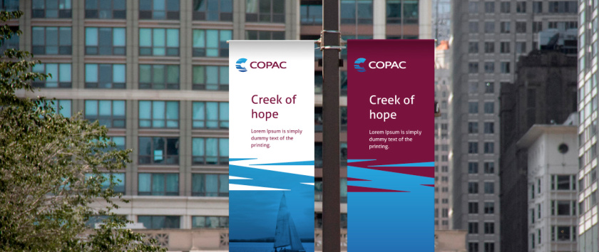 美國(guó)最古老醫(yī)療康復(fù)中心COPAC品牌形象重塑-logo與vi設(shè)計(jì)，突出密西西比河的波浪狀圖案