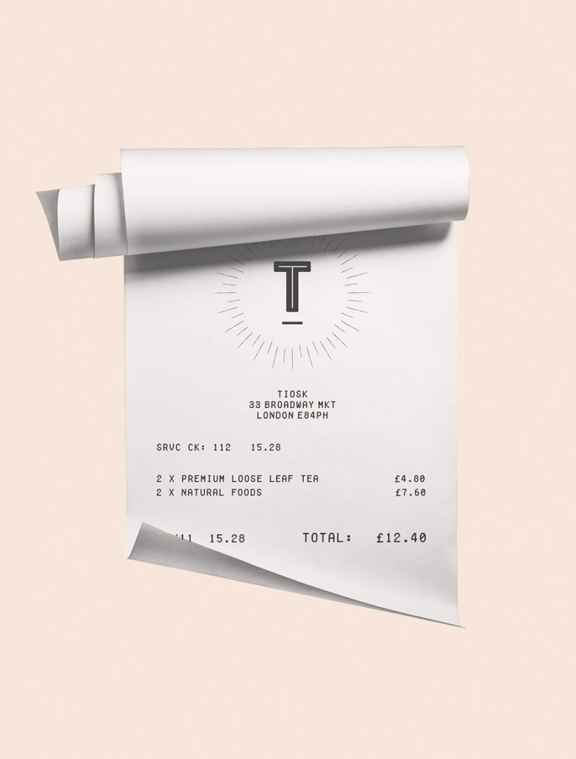 Tiosk茶飲餐飲品牌形象設(shè)計(jì)，水墨線條畫風(fēng)格