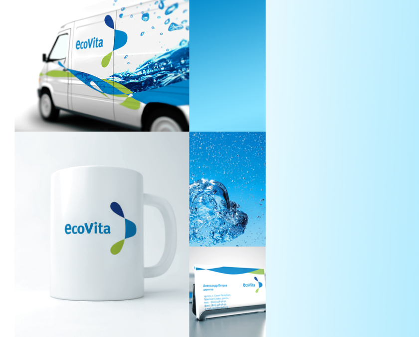 Ecovita水處理設(shè)備工程公司loog設(shè)計(jì)和企業(yè)vi設(shè)計(jì)，兩滴水滴的動(dòng)態(tài)融合過程