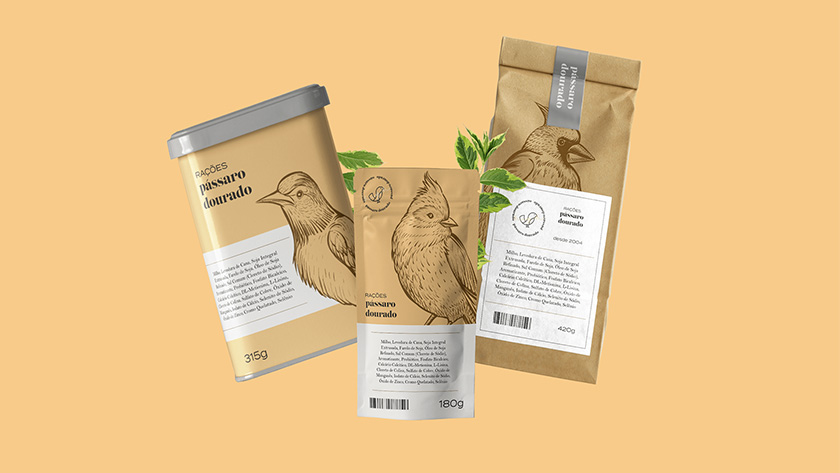 Pássaro金鳥飼料口糧包裝設(shè)計(jì),手繪小鳥的圖案包裝 Pássaro金鳥飼料口糧包裝設(shè)計(jì),手繪小鳥的圖案包裝