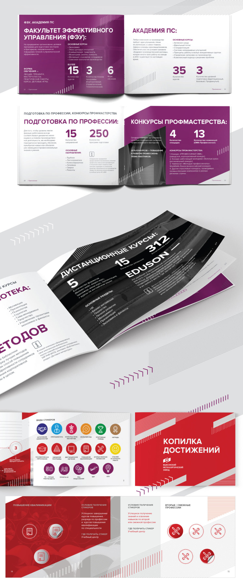 VMZ焊接鋼管和鐵路輪轂制造商宣傳冊設(shè)計，對角線動態(tài)排版構(gòu)圖