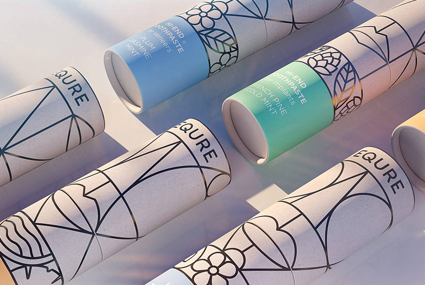 EQURE 牙膏與口腔牙齒護理產(chǎn)品品牌形象策劃與包裝設(shè)計，源于線條裝飾藝術(shù)風格