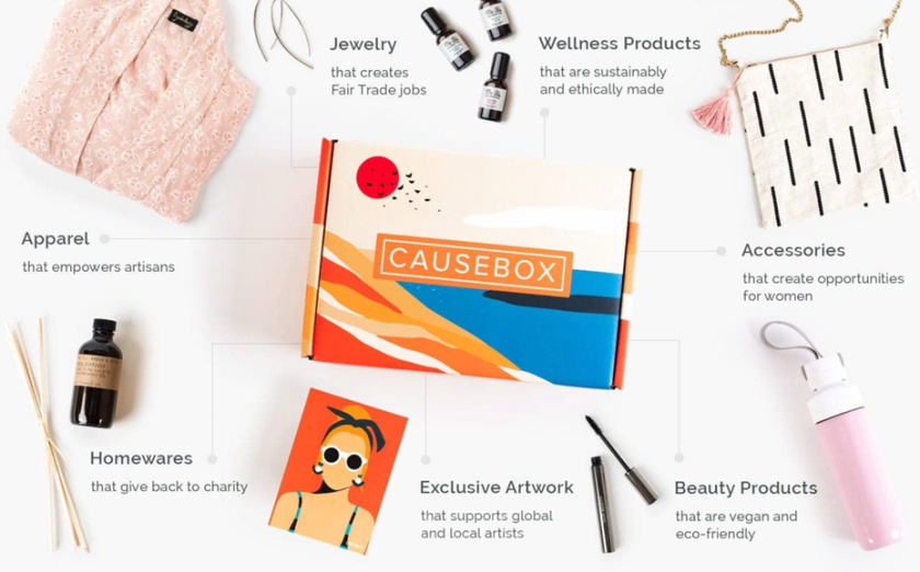 講故事的包裝-Causebox美容化妝品包裝設(shè)計：每個盒子都有定制的設(shè)計，可以講述品牌的故事，并與內(nèi)部物品保持聯(lián)系。