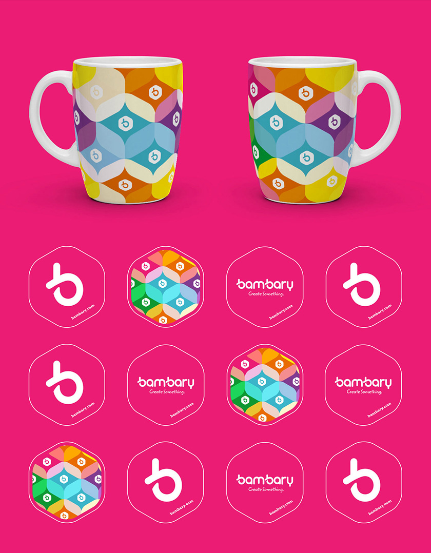 bambary毛線品牌命名logo設(shè)計(jì)與品牌vi形象設(shè)計(jì)。多彩的六邊形色塊 bambary毛線品牌命名logo設(shè)計(jì)與品牌vi形象設(shè)計(jì)。多彩的六邊形色塊