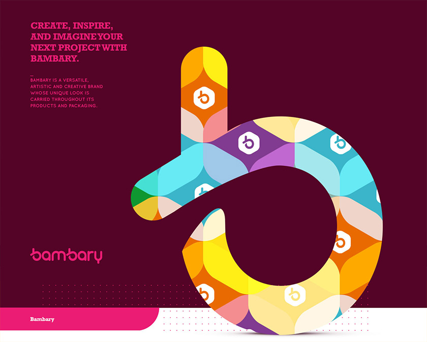 bambary毛線品牌命名logo設(shè)計(jì)與品牌vi形象設(shè)計(jì)。多彩的六邊形色塊 bambary毛線品牌命名logo設(shè)計(jì)與品牌vi形象設(shè)計(jì)。多彩的六邊形色塊