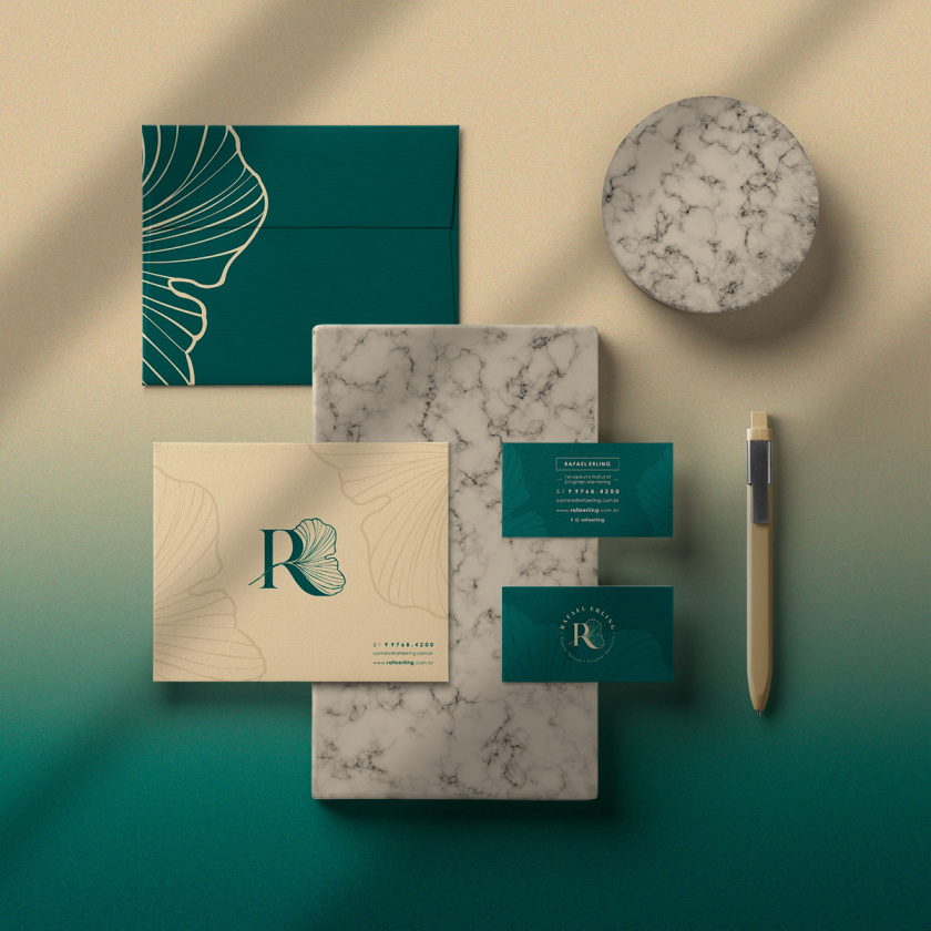 Rafael Erling 醫(yī)療醫(yī)藥保健品公司logo設計vi設計“銀杏葉+字母R” Rafael Erling 醫(yī)療醫(yī)藥保健品公司logo設計vi設計“銀杏葉+字母R”