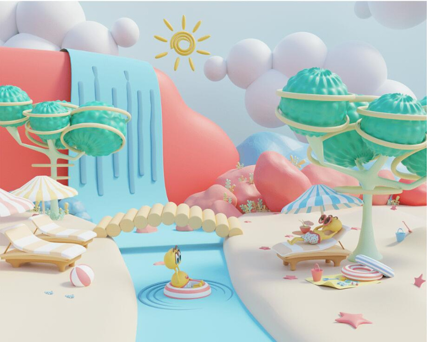 Eyoo family 蜜蜂人家族3D吉祥物設計及場景畫面設計