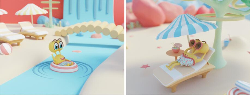 Eyoo family 蜜蜂人家族3D吉祥物設計及場景畫面設計