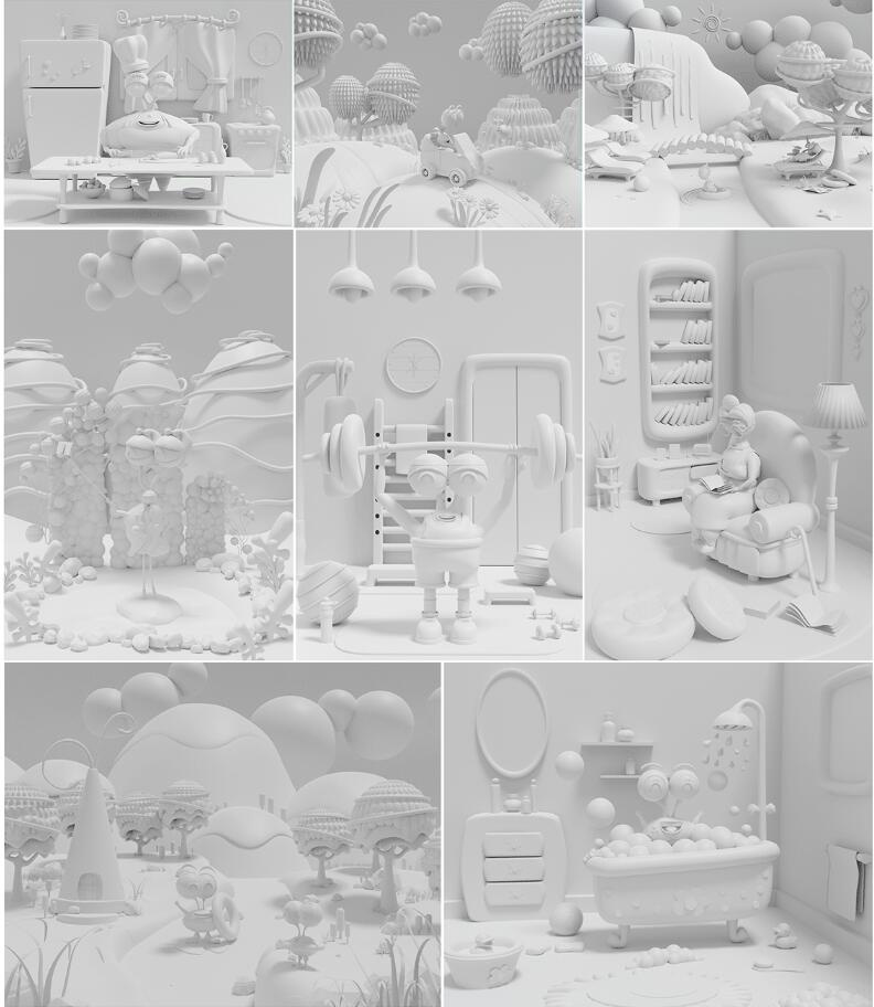 Eyoo family 蜜蜂人家族3D吉祥物設計及場景畫面設計