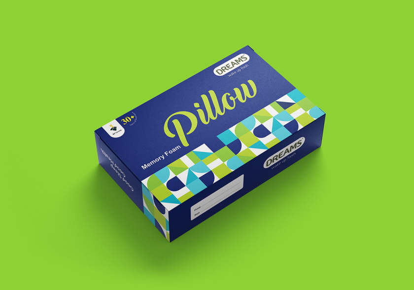 Pillow 記憶枕頭包裝設(shè)計(jì)，幾何圖案排列風(fēng)格