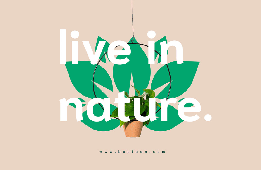 Bostaan 景觀公司logo設(shè)計(jì)與vi設(shè)計(jì)，矢量化幾何風(fēng)格綠葉與根須