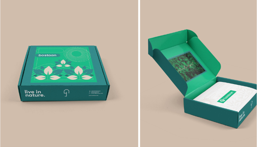 Bostaan 景觀公司logo設(shè)計(jì)與vi設(shè)計(jì)，矢量化幾何風(fēng)格綠葉與根須