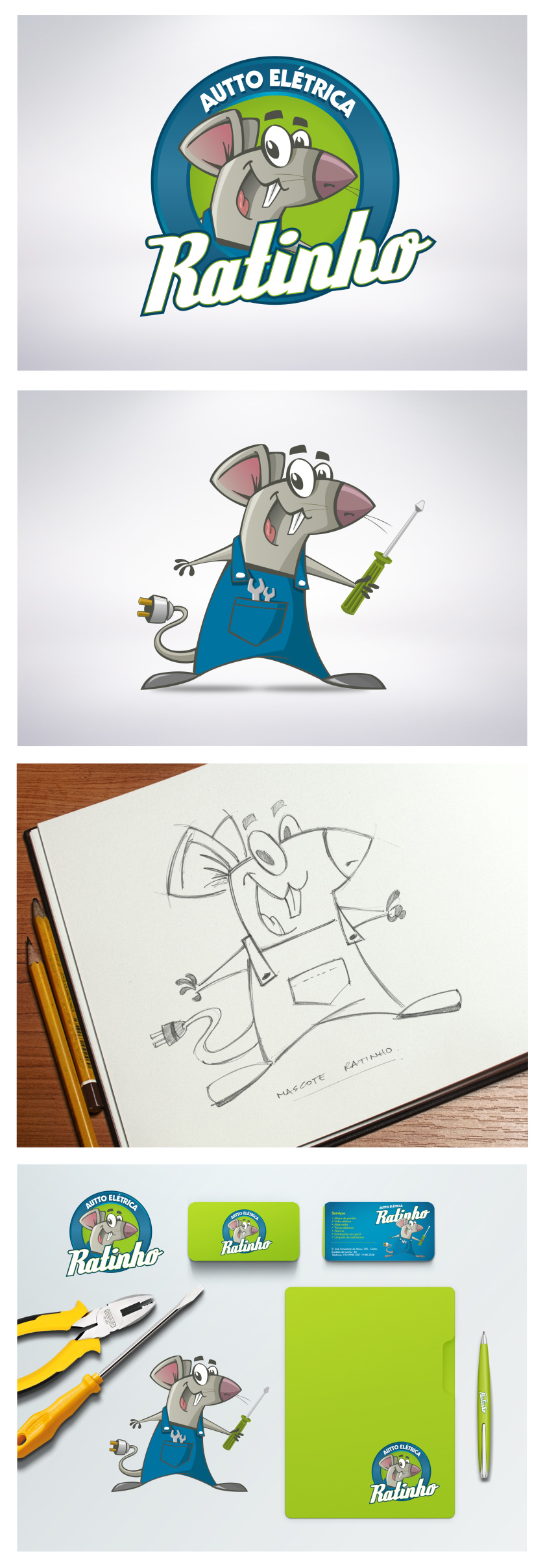 汽車維修吉祥物設(shè)計，擬人化的可愛老鼠形象