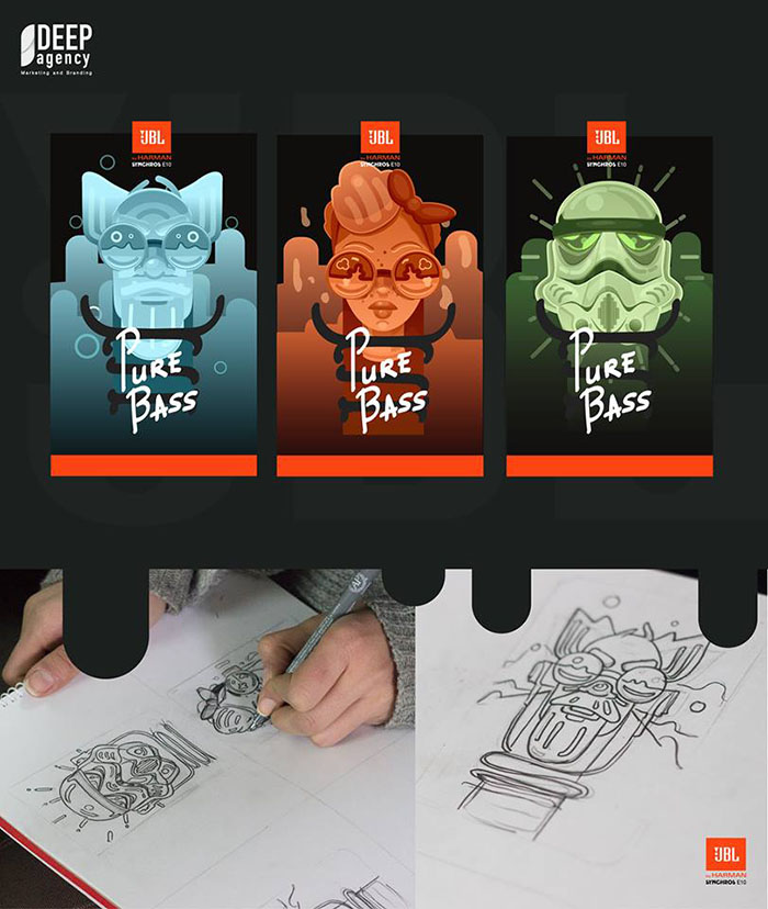 JBL耳機包裝設(shè)計，有趣前衛(wèi)與時尚的人物插畫