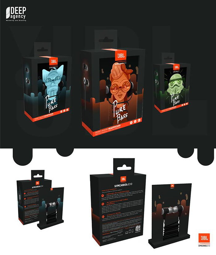 JBL耳機包裝設(shè)計，有趣前衛(wèi)與時尚的人物插畫