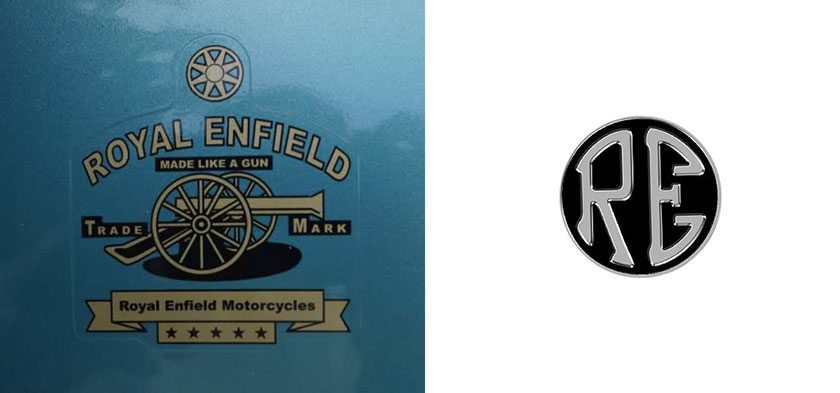 應(yīng)用于舊飾章和印章的皇家恩菲爾德標識