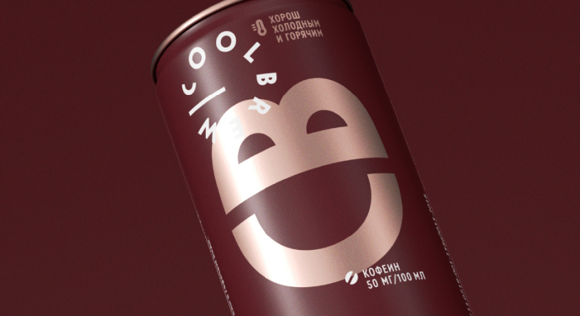 CoolBrew冷釀灌裝咖啡包裝設計，以品牌字母設計包裝圖案傳達愉悅和凸顯品牌